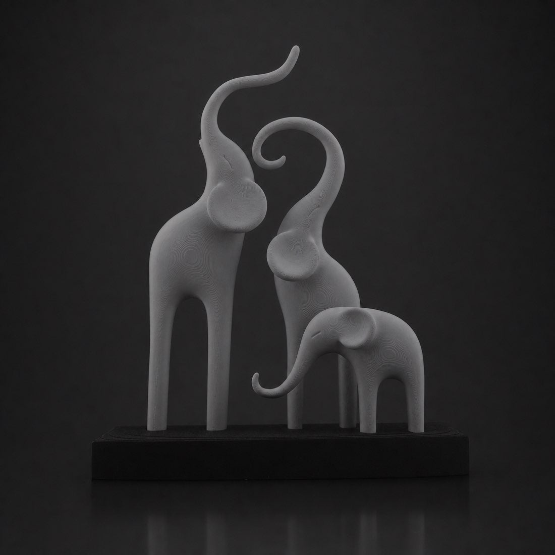 Minimalist Elephant Family Sculpture Ashen Concrete