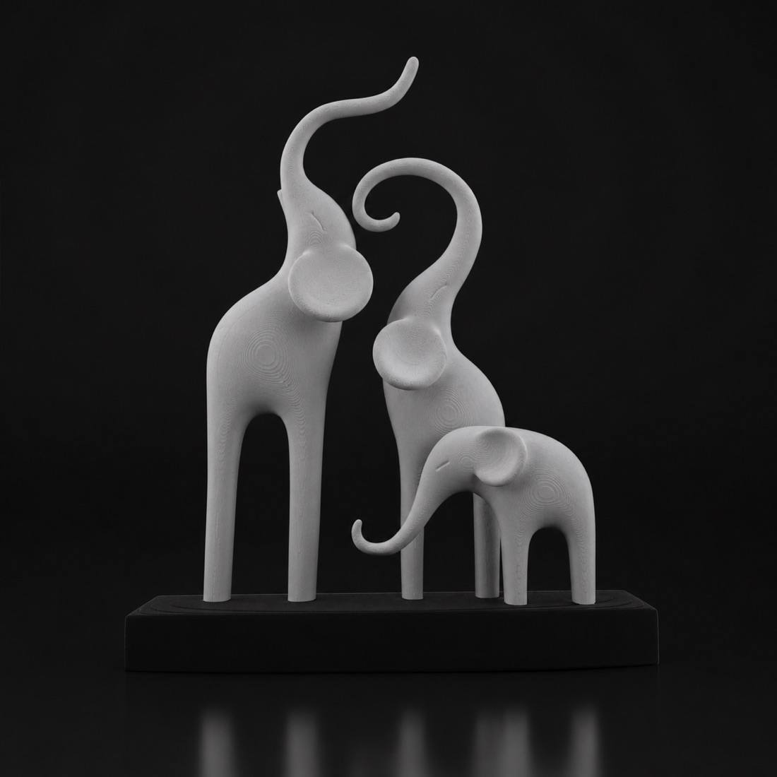 Minimalist Elephant Family Sculpture Gray