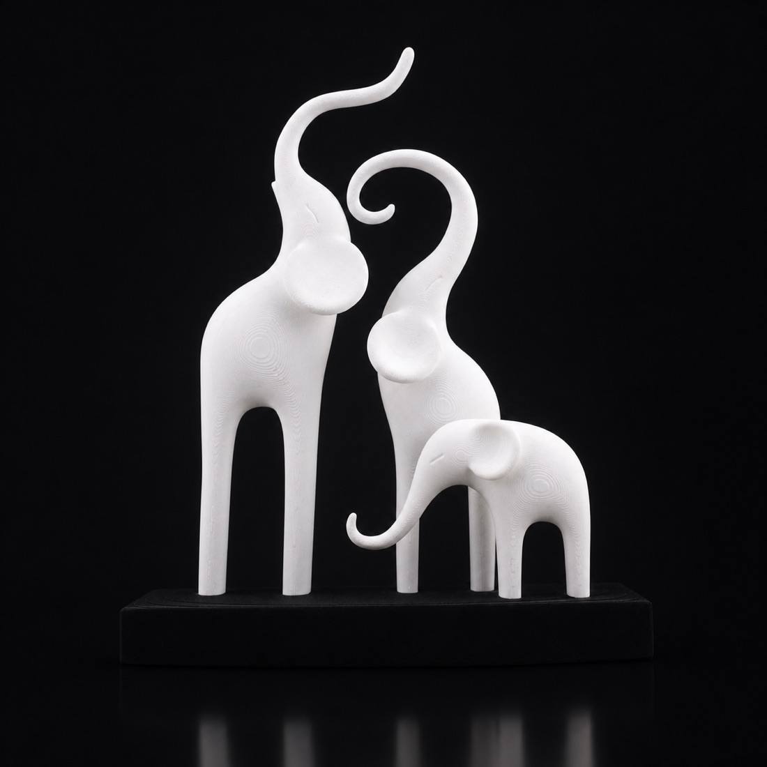 Minimalist Elephant Family Sculpture White