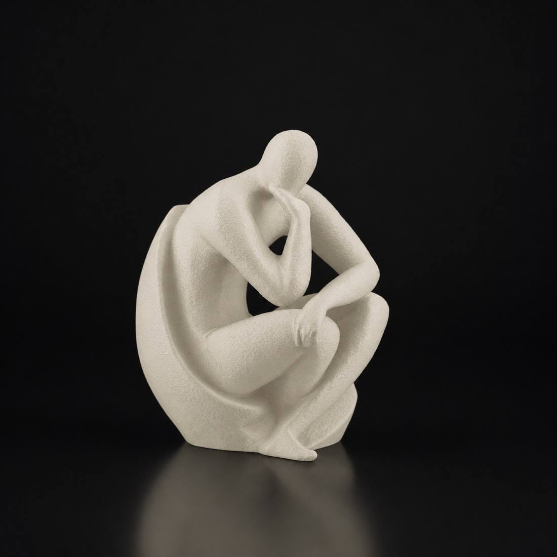 Minimalist Thinker Sculpture bone-white