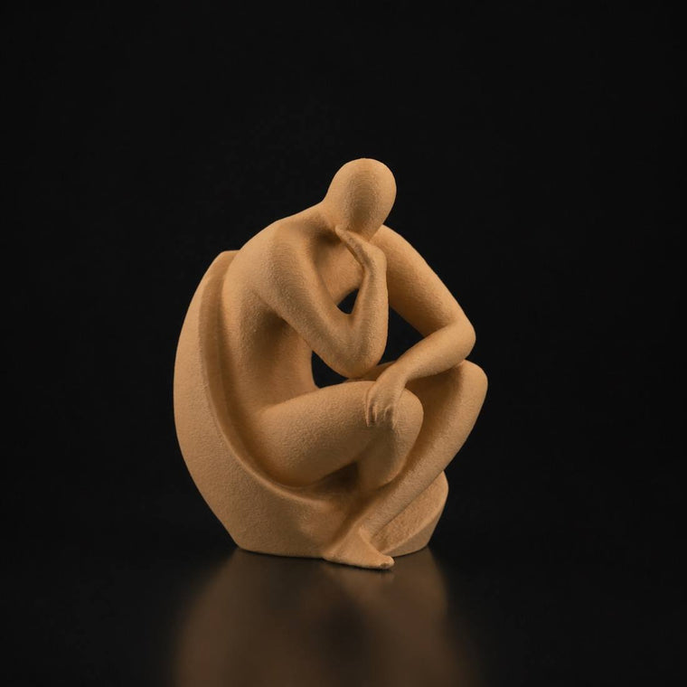 Minimalist Thinker Sculpture caramel