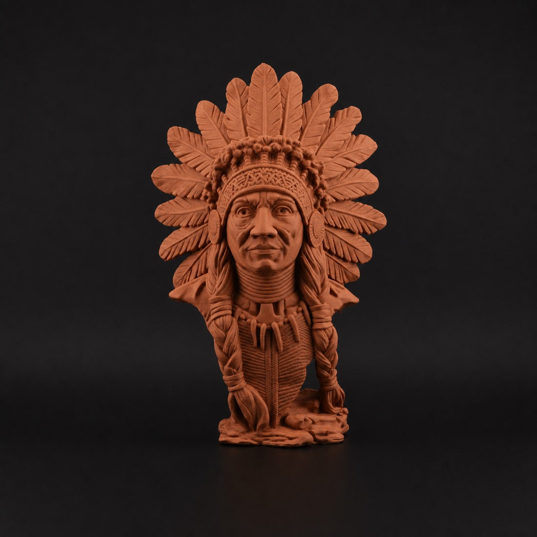 Native Bust in Terracotta finish