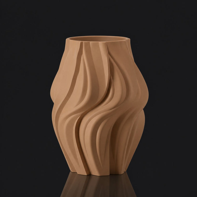 Organic Flowform Vase (Only vase) Caramel