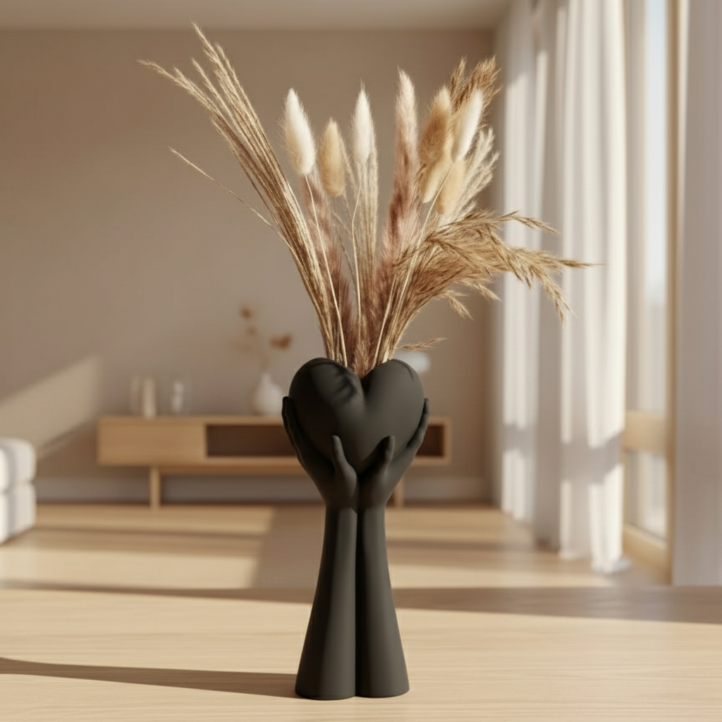 Hands Holding Heart Vase