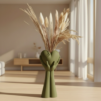 Hands Holding Heart Vase