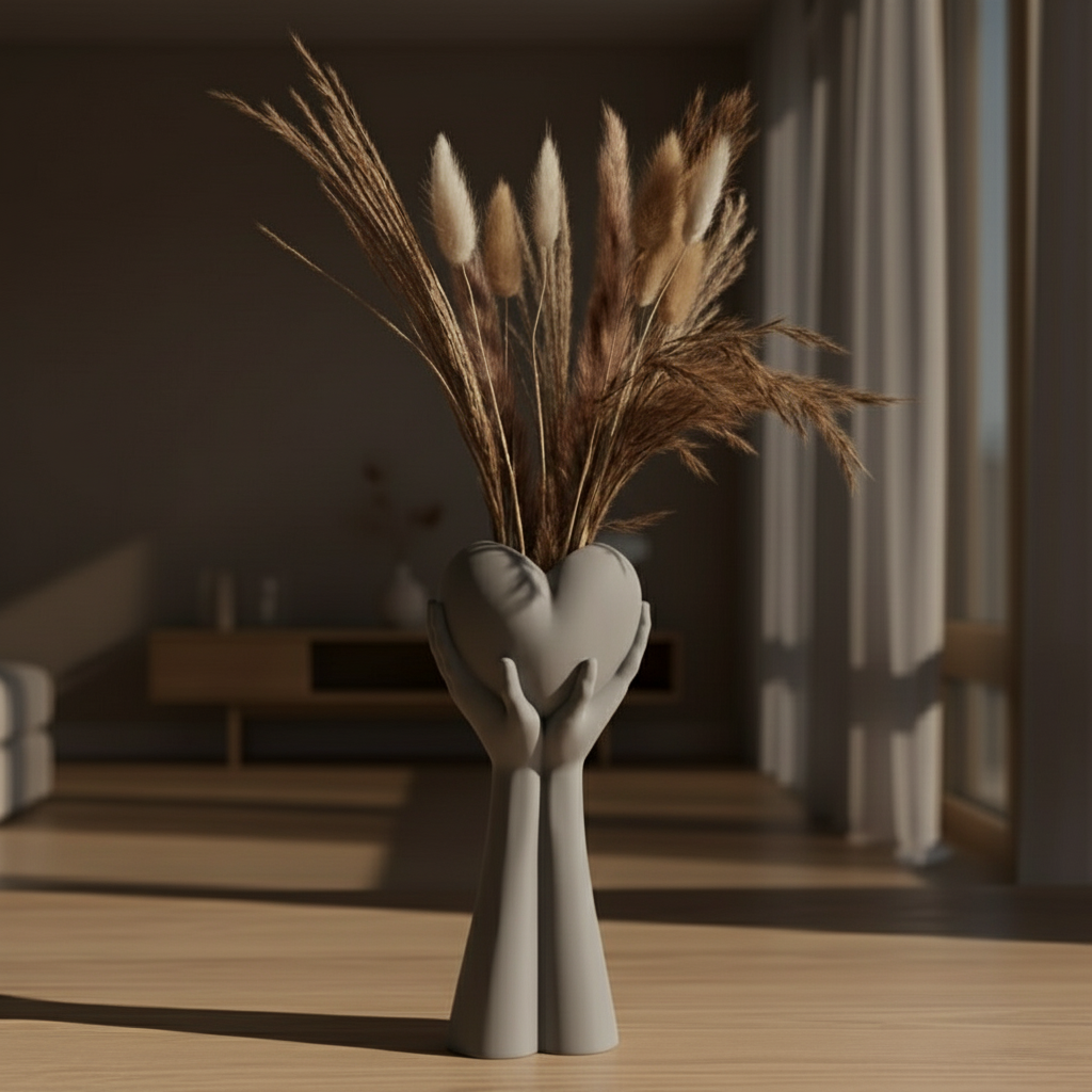 Hands Holding Heart Vase