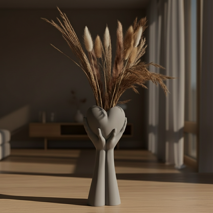 Hands Holding Heart Vase