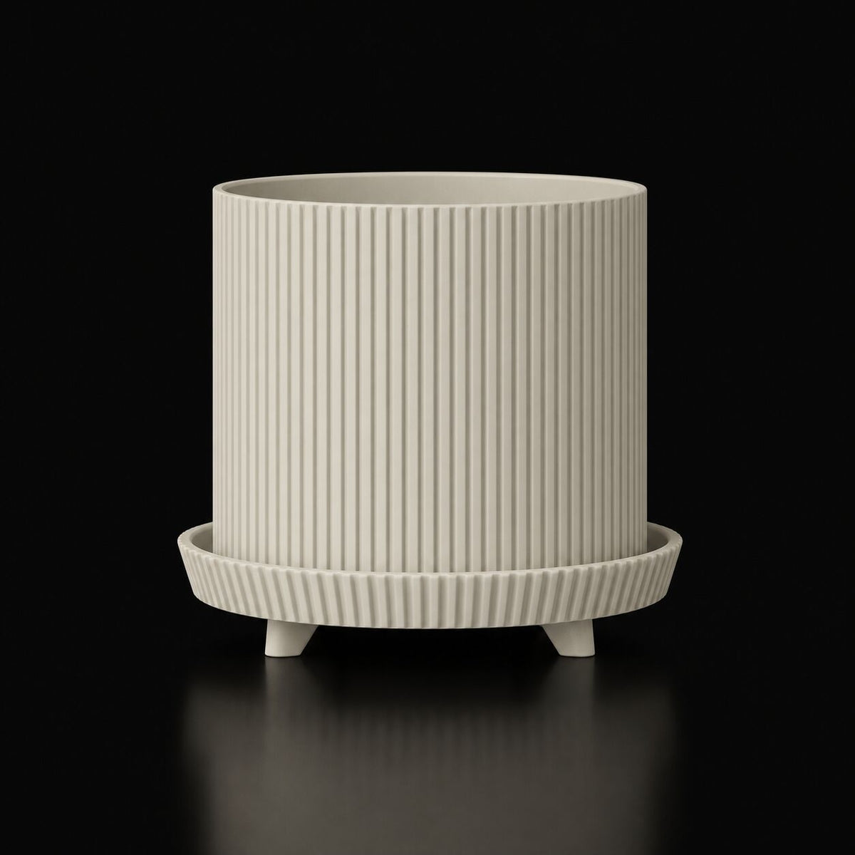 Ribbed Planter Pot with Legs Bone White