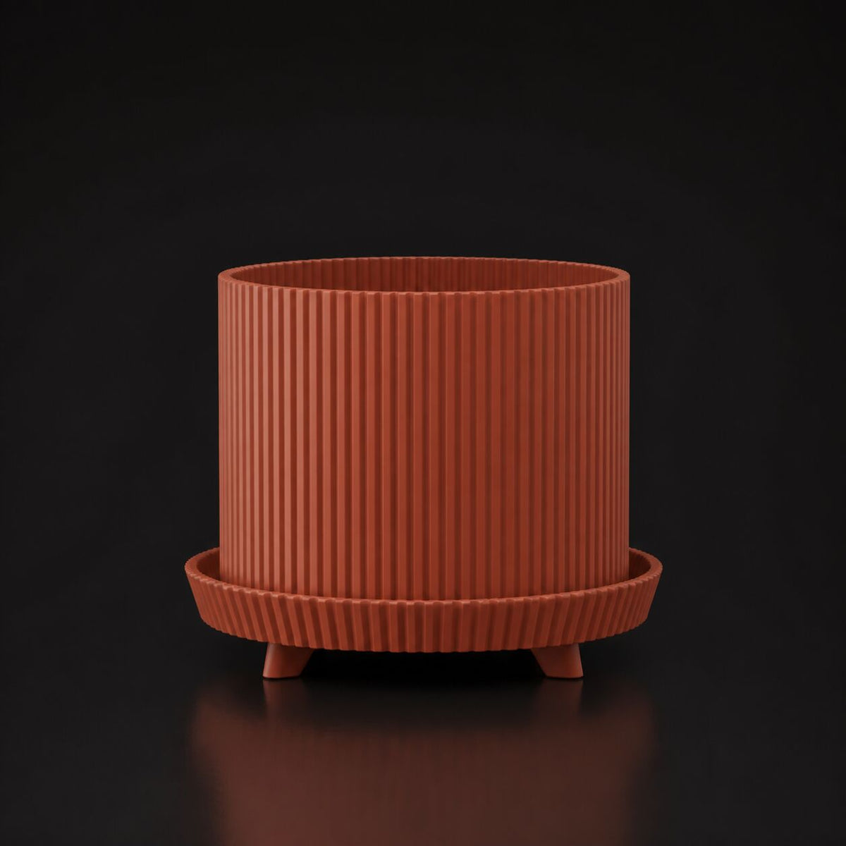 Ribbed Planter Pot with Legs Brown