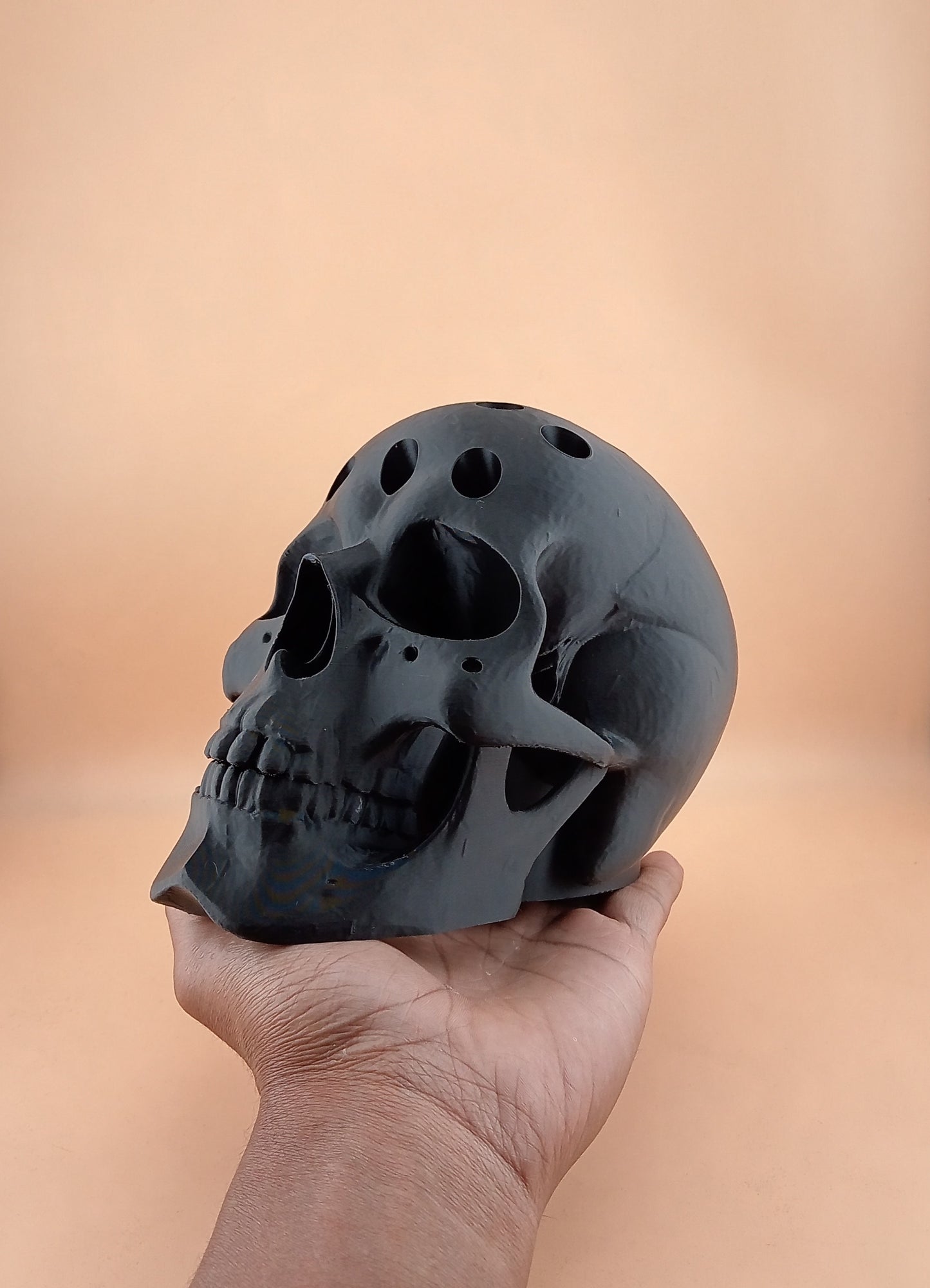Human Skull Pen Holder