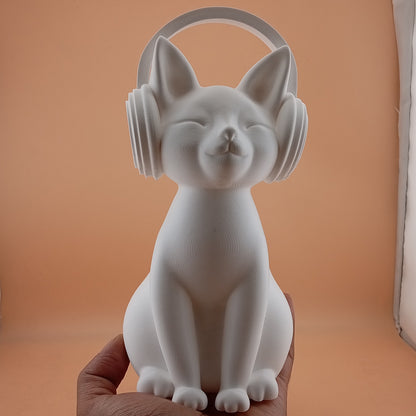 Groove Cat Sculpture - Cat Wearing Headphones