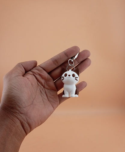 Cat, white keychain