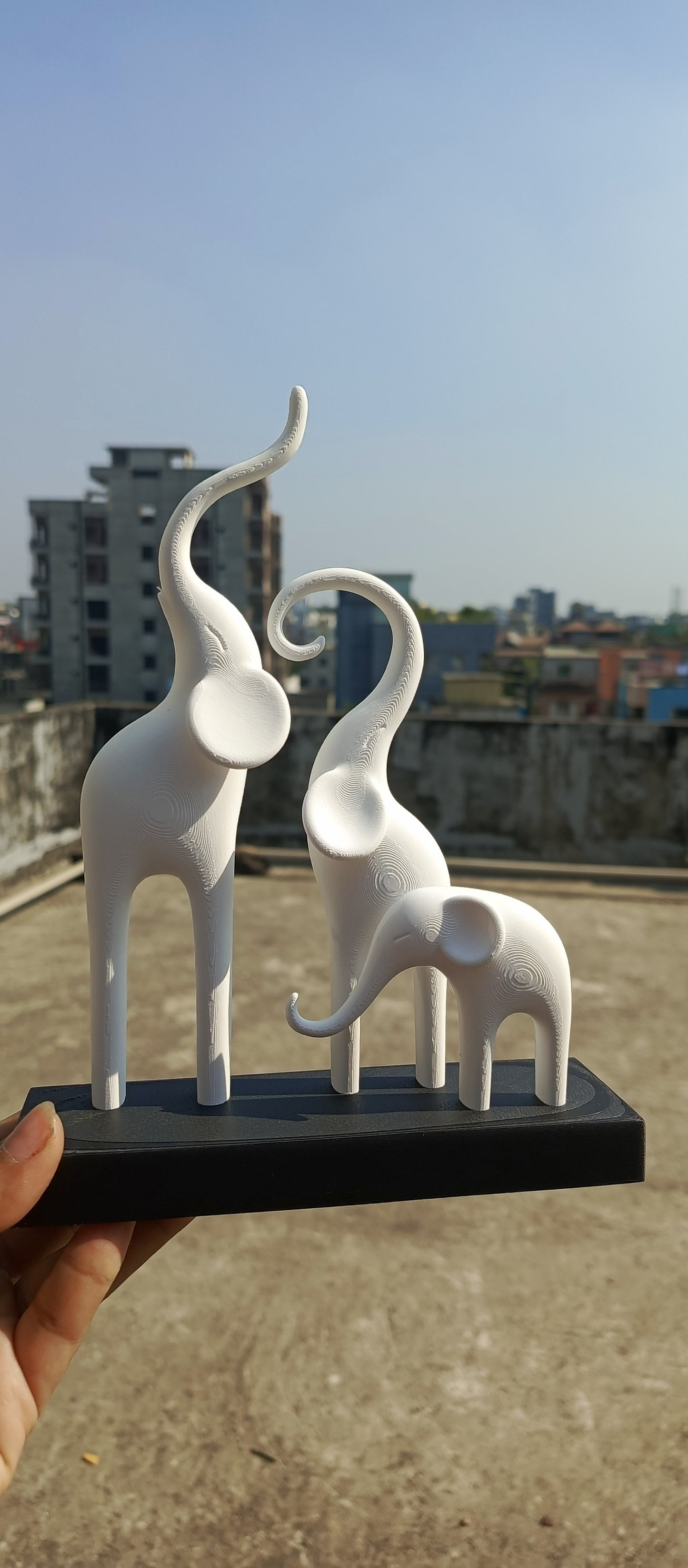 Minimalist Elephant Family Sculpture