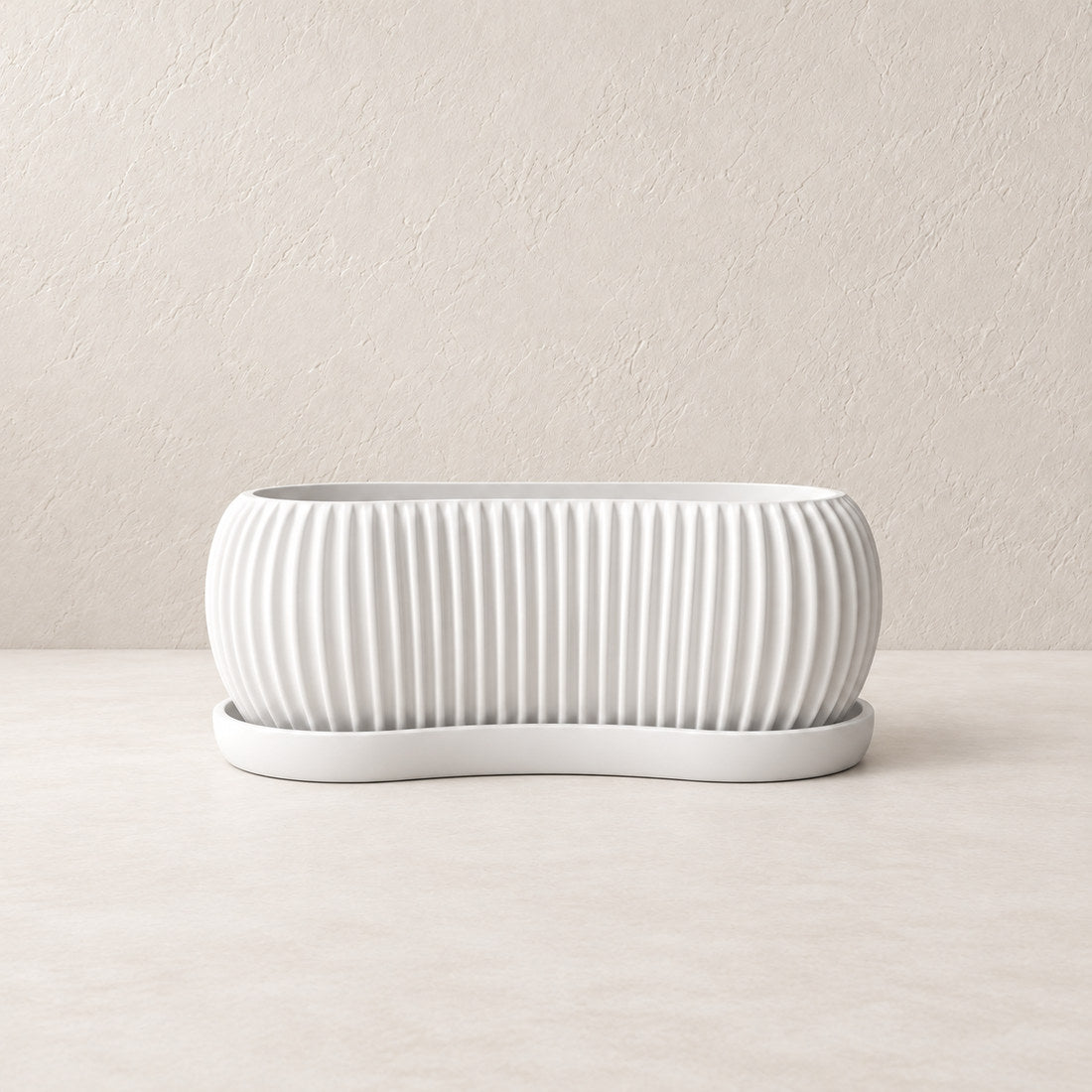 Sagefold Planter in White #FFFFFF; matching color on planter body and tray