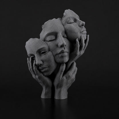 Tres sculpture in Ashen Concrete finish