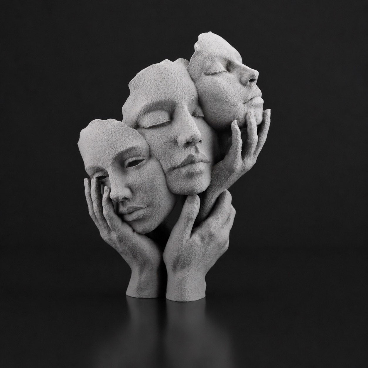 Tres sculpture in Gray finish