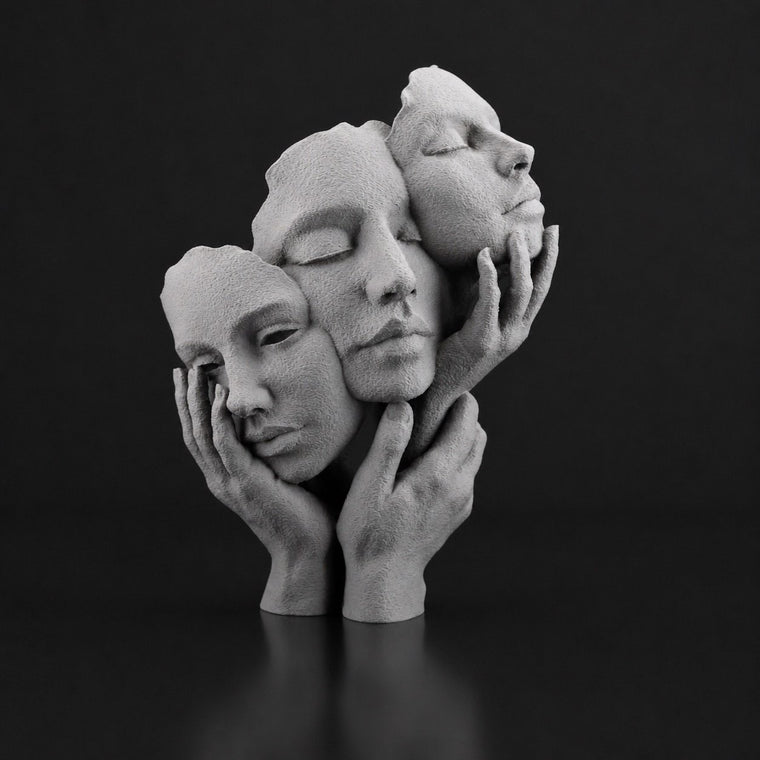 Tres sculpture in Gray finish