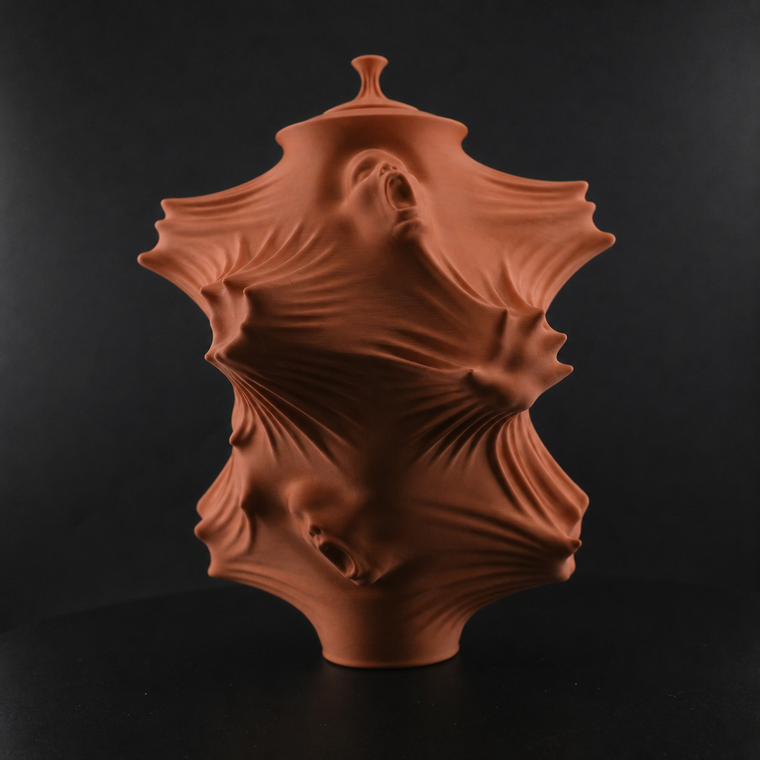 Draped Vase Sculpture in Bone White
