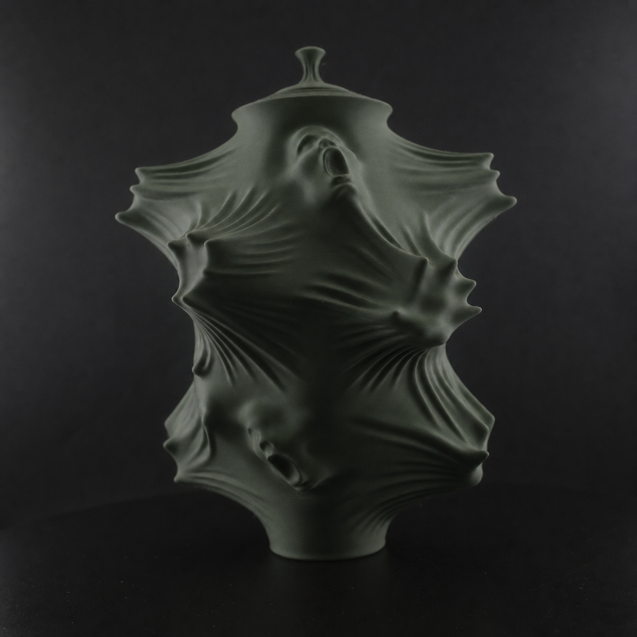 Draped vase sculpture in Terracotta