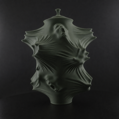 Draped vase sculpture in Terracotta