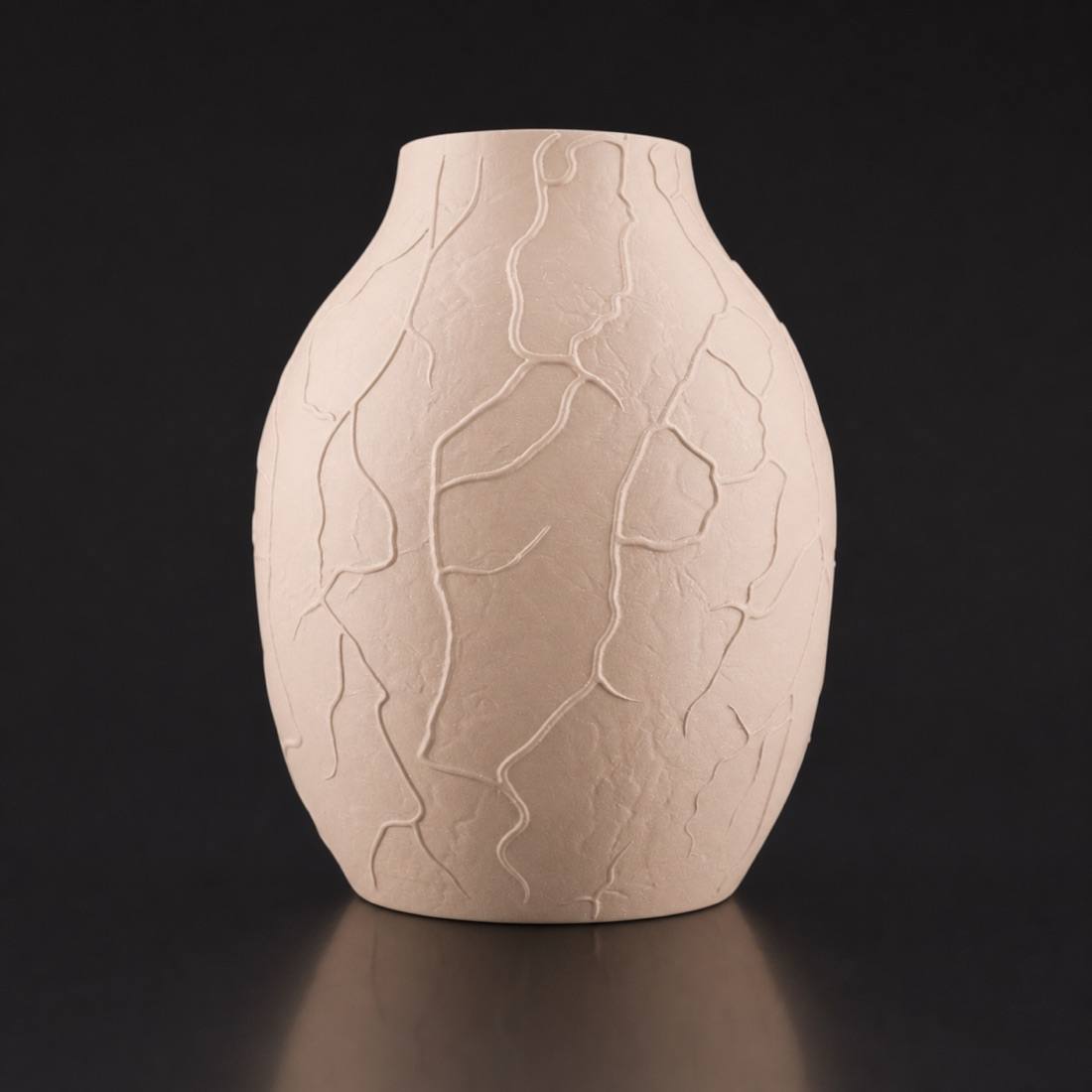 Veins Vase Matte Beige