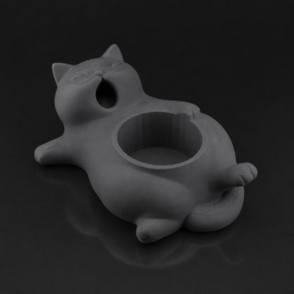 Yawning Cat Planter ashen-concrete