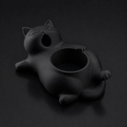 Yawning Cat Planter black