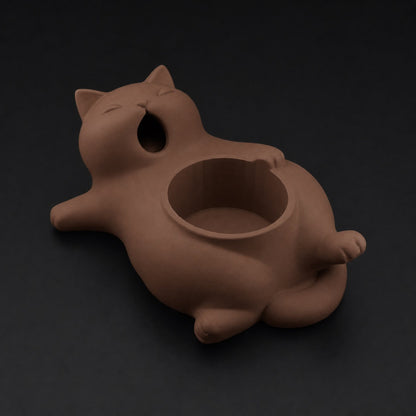 Yawning Cat Planter cocoa-brown